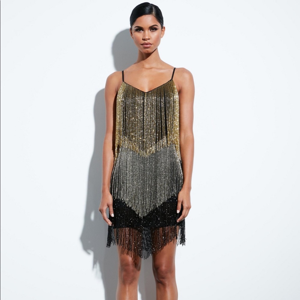 Peace and love missguided beaded fringe mini dress